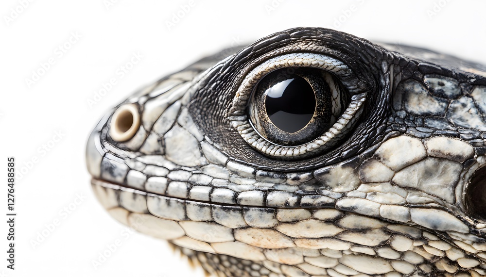 Detailed close up of a reptile head showcasing the eye Detailed close up of a reptile head showcasing the eye
