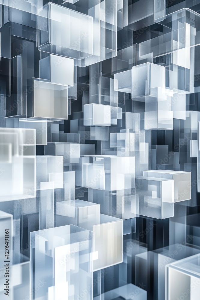 Naklejka premium Abstract composition of translucent cubes in motion