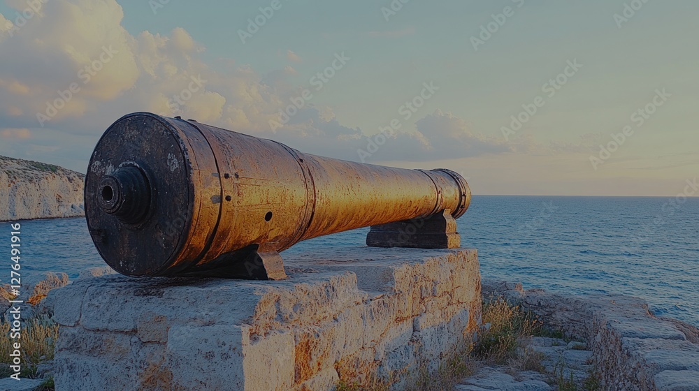 Coastal Cannon Sunset, Seascape History Coastal Cannon Sunset, Seascape History