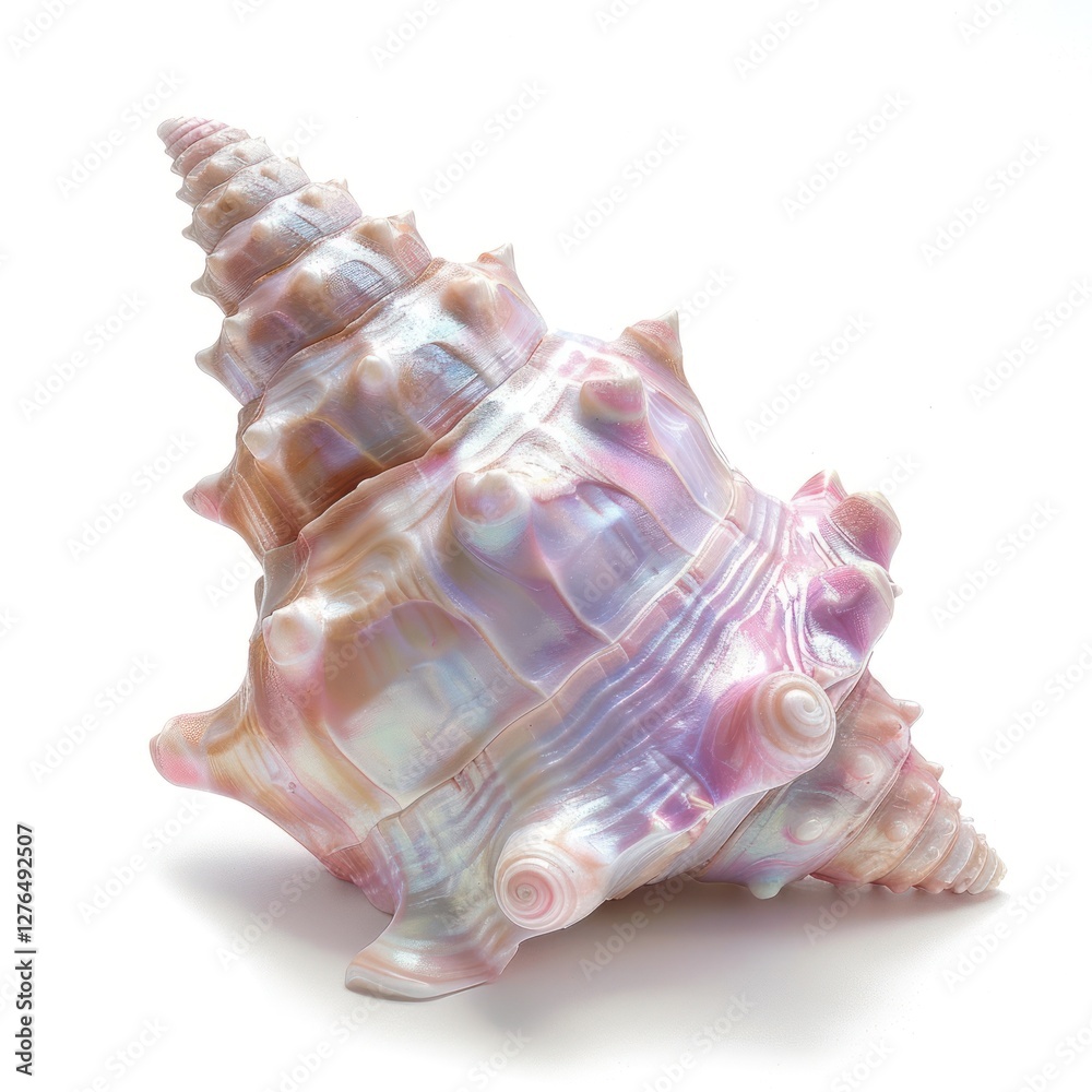 Iridescent conch shell on white Iridescent conch shell on white