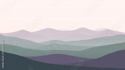 Serene Misty Mountainscape A Soft Hues Landscape