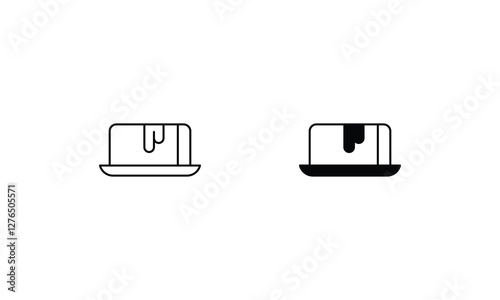 Butter  icons set line and glyph vector icon