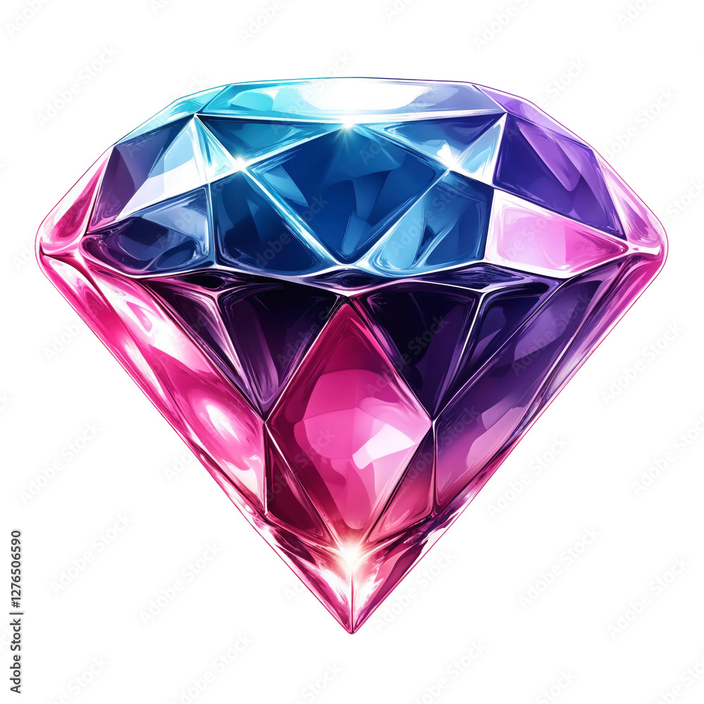 A bright polished gemstone in a blue-pink gradient with highlights. A bright polished gemstone in a blue-pink gradient with highlights.