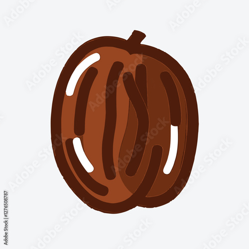 Cartoon Illustration of a Brown Nut or Seed