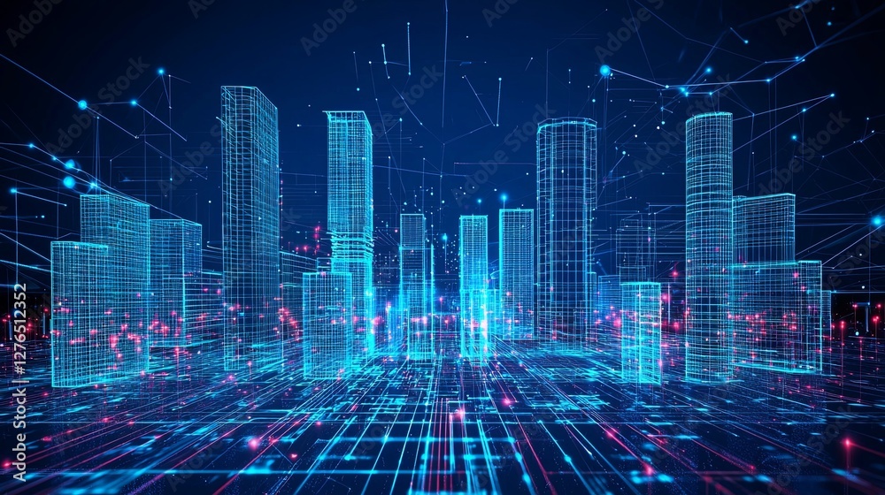 A glowing futuristic city where hovering buildings seem to pulse with radiant energy, with copy space. A glowing futuristic city where hovering buildings seem to pulse with radiant energy, with copy space.