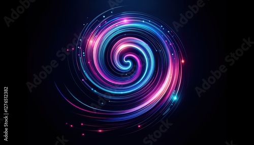 Futuristic neon vortex with glowing energy swirl.