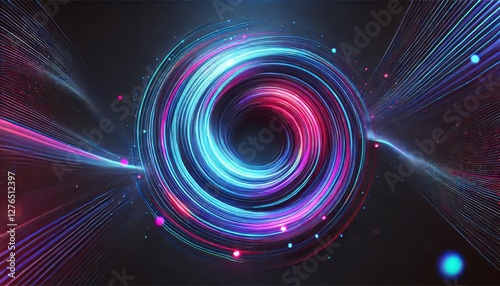 Futuristic neon vortex with glowing energy swirl.