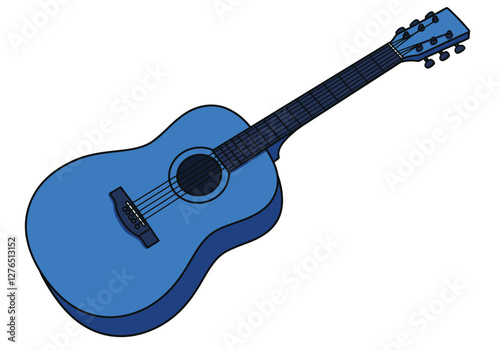 Blue guitar clipart. Electric guitar with blue body and black neck. Vector illustration design.