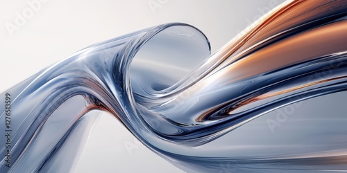Abstract glassy ribbon with fluid gradient colours and reflections