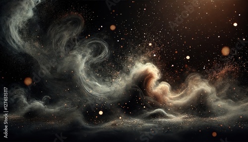 Mystical dust and light particles in atmospheric glow.