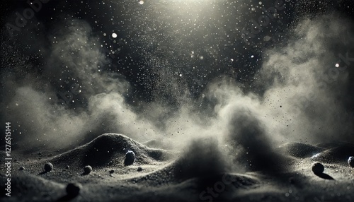 Mystical dust and light particles in atmospheric glow.
