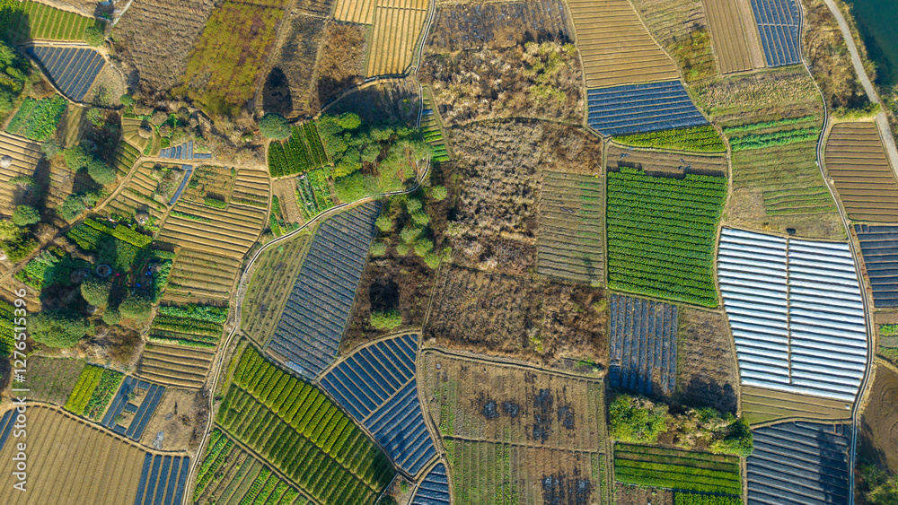 Fototapeta premium Aerial photography of rural farmland