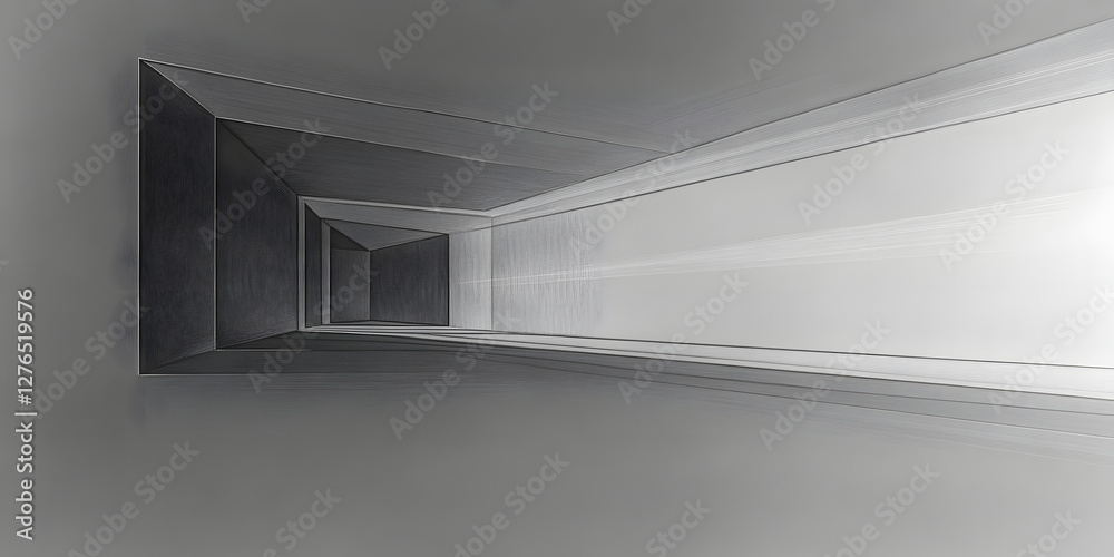 Obraz premium Abstract geometric corridor expanding into bright light