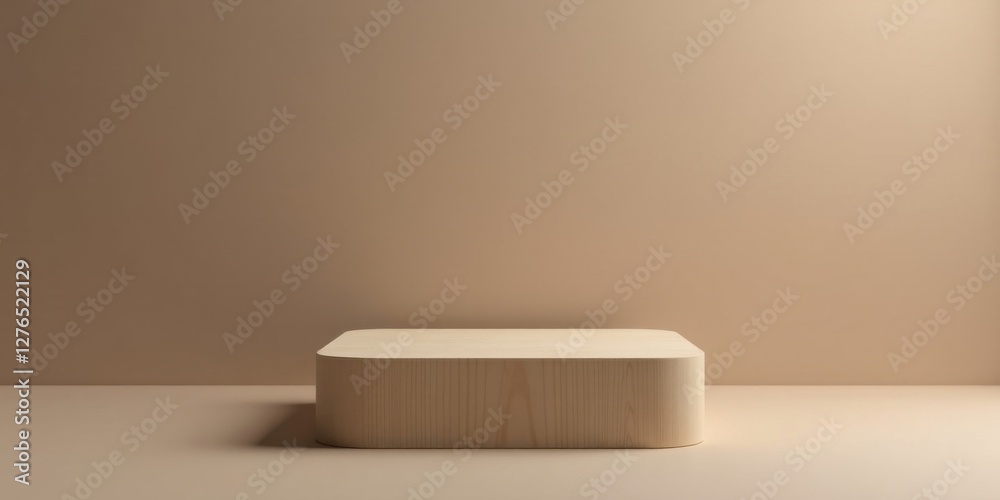 A Minimalist Wooden Platform on a Neutral Background, Ideal for Product Displays or Presentations, Offering a Simple and Elegant Setting for Showcasing Items A Minimalist Wooden Platform on a Neutral Background, Ideal for Product Displays or Presentations, Offering a Simple and Elegant Setting for Showcasing Items