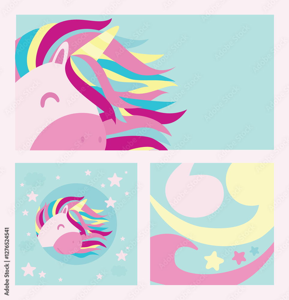 Fototapeta premium set card with unicorn