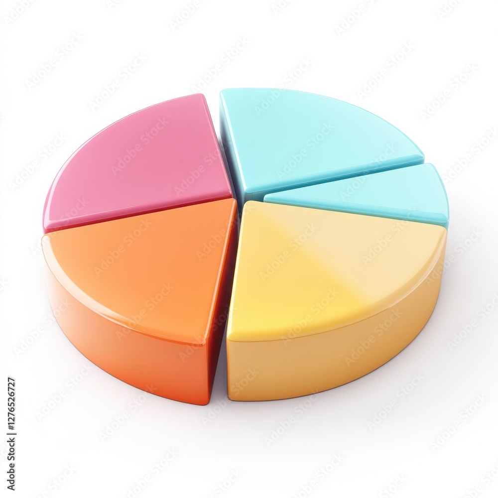Obraz premium A colorful, segmented pie chart representing data in vibrant sections, suitable for presentations or educational purposes.