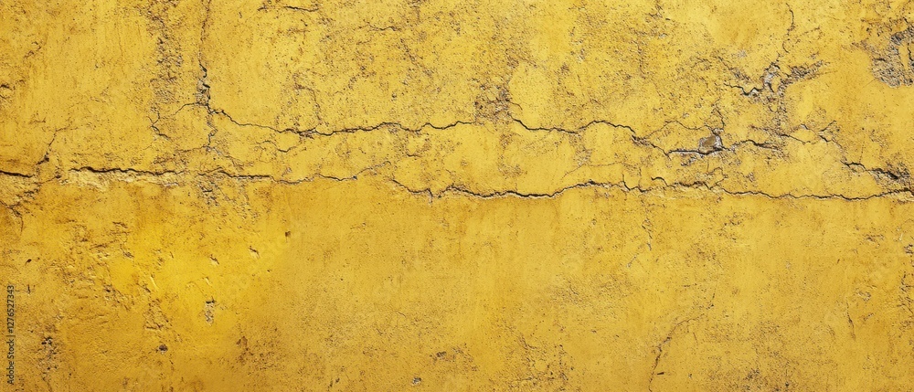 Fototapeta premium Rough sienna yellow cement texture with faint cracks, industrial yet minimal aesthetic