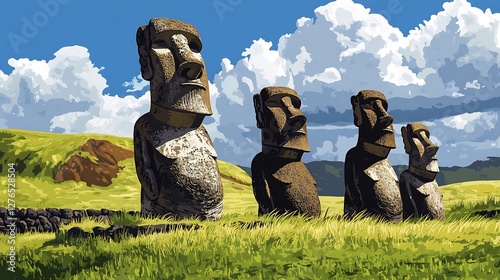 Moai statues Easter Island  photo