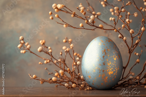 A blue Easter egg, elegant ...