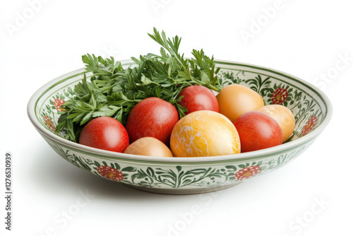A plate of Easter food isol...