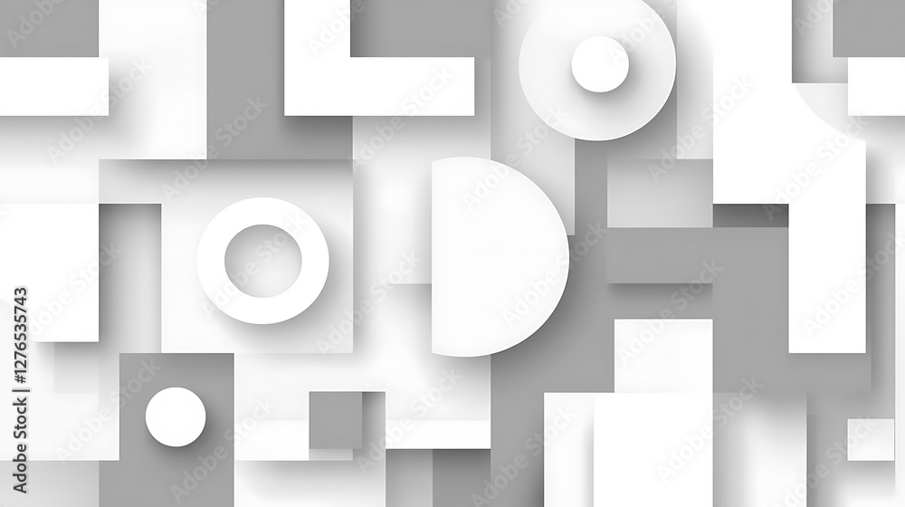 Abstract Geometric Shapes in Gray and White Abstract Geometric Shapes in Gray and White
