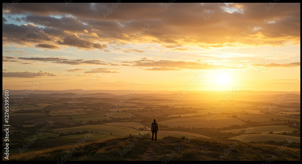 silhouette of a man standing on a hill silhouette of a man standing on a hill