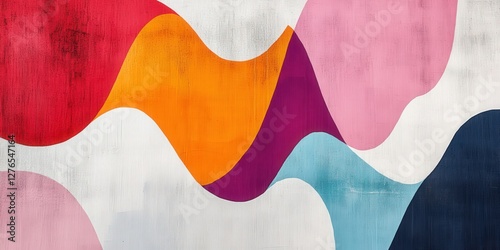 Vibrant organic forms in cheerful colors create dynamic abstract design