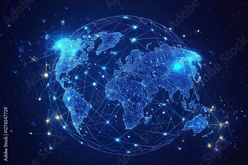  Global Network Connections Around Earth Digital Communication and Technology Concept