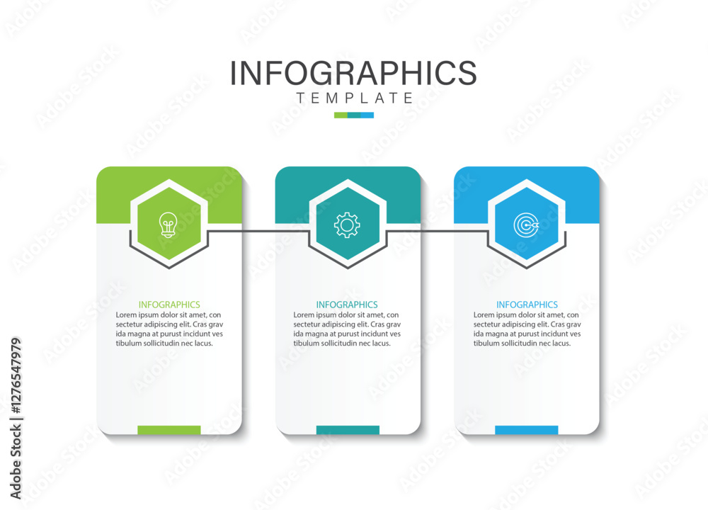 Business infographic design template with 3 options, steps or processes.