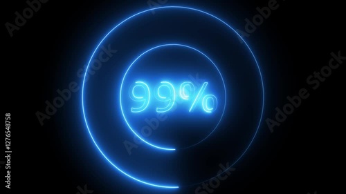 4k 99% glowing text animation. Business motivational digital poster video back background .