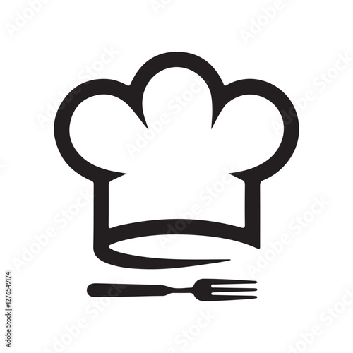 Simple Chef's Hat and Utensils Icon for Culinary Branding, icon, logo, vector illustration