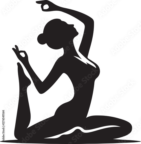 silhouette of a woman yoga pose