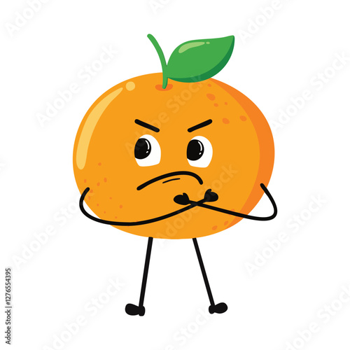 Cute Hand Drawn Orange Face Grumpy Annoyed