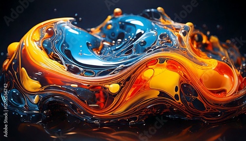 Smooth, colorful melting shapes with a glossy, liquid-like texture. Soft lighting 
