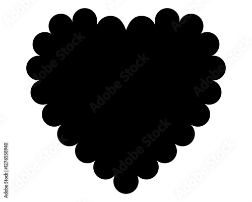Heart with wavy outline 14 february - vector silhouette image for stencil, logo or pictogram. Heart image for valentine day