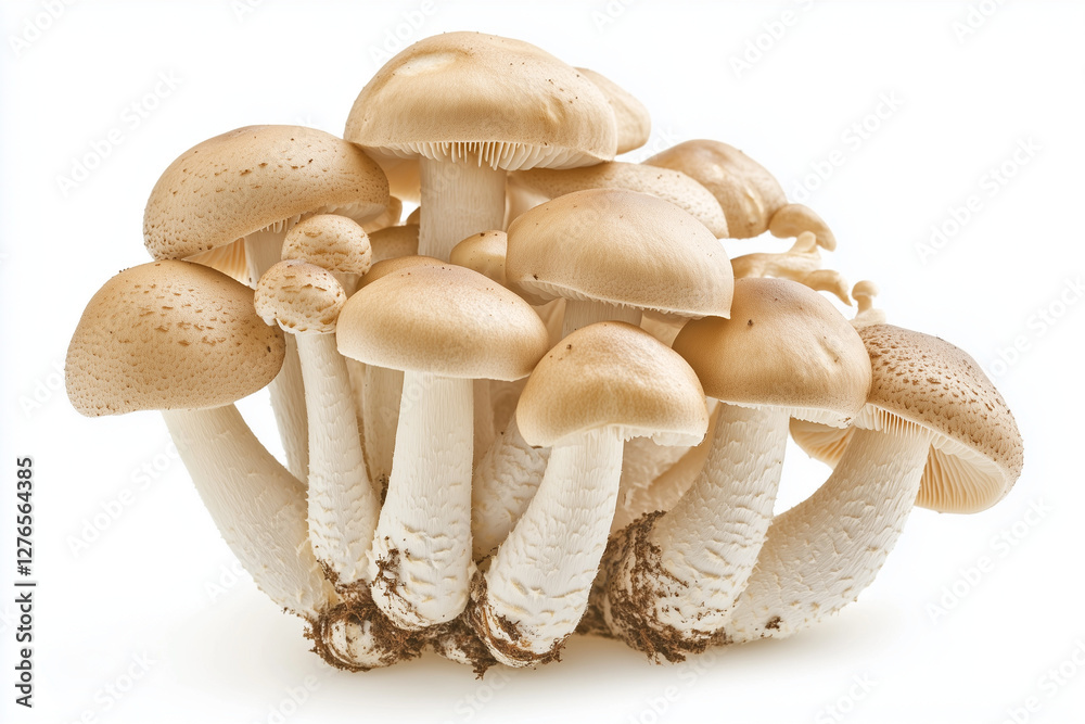 Selective focus edible mushroom isolated on white background. Selective focus edible mushroom isolated on white background.