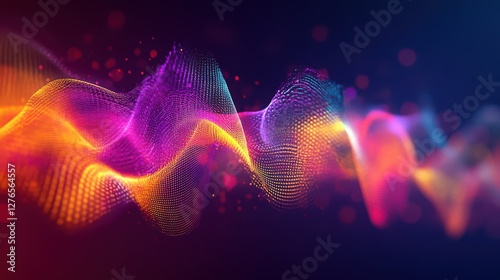 3D colourful visualisation of voice record. 4K wavy abstract animation
