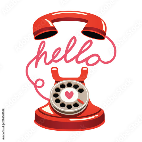 Vector illustration of HELLO with telephone