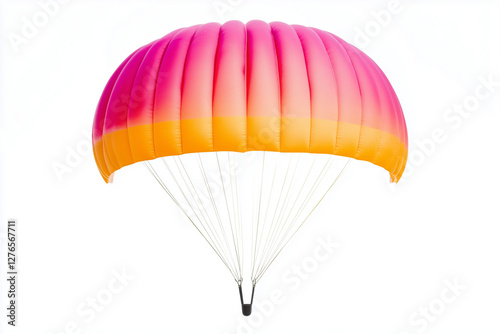 Selective focus colorful parachute isolated on white background.