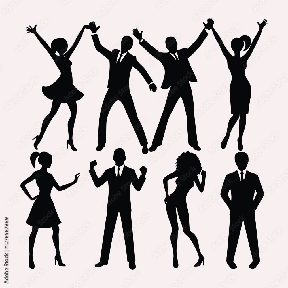 Fototapeta premium silhouettes of people dancing bundle set