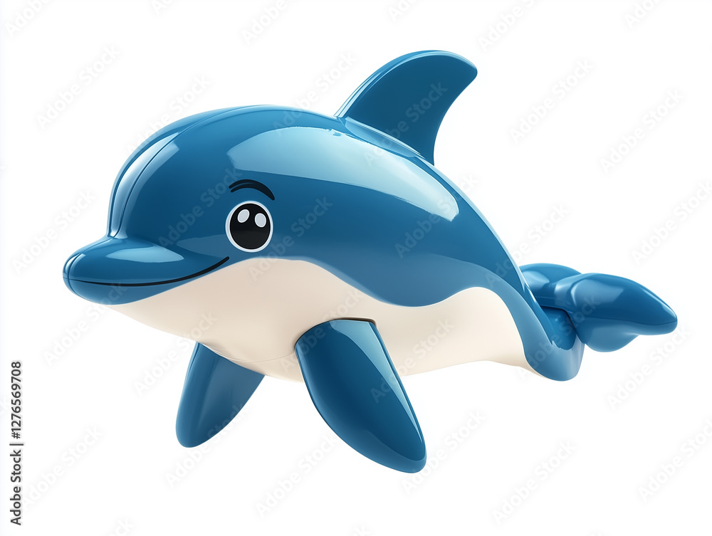 Isometric perspective of Dolphin toy, isolated on white, animal toy model Isometric perspective of Dolphin toy, isolated on white, animal toy model