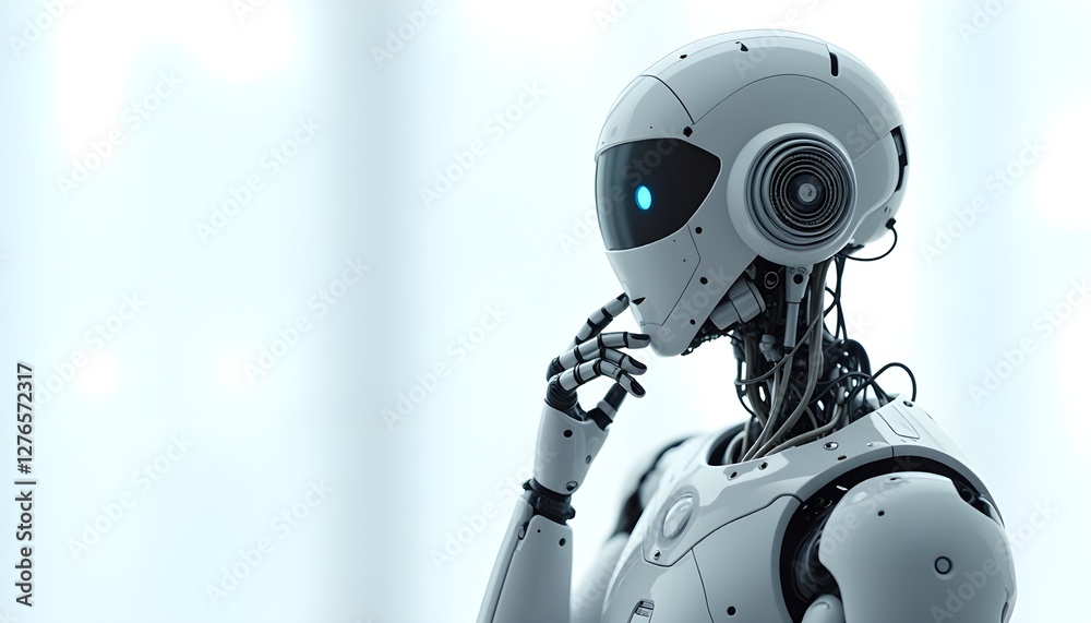 robot thinking, side view, isolated on transparent background robot thinking, side view, isolated on transparent background