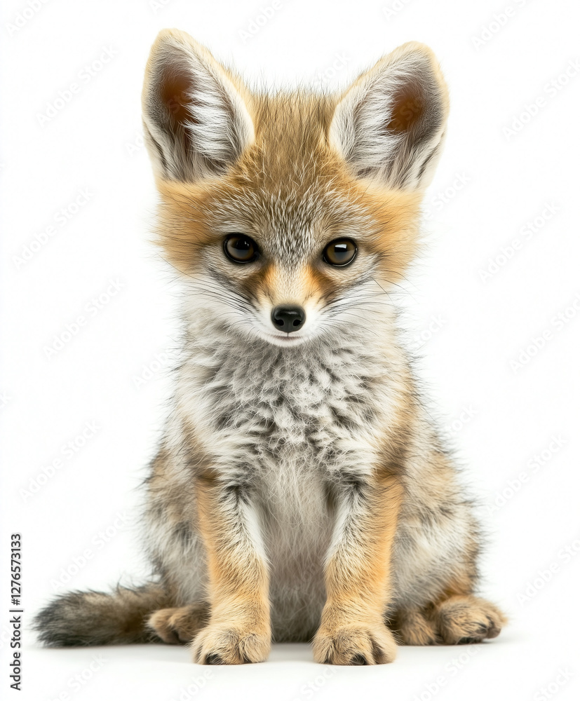 Head-on view of Jackal, isolated on white, photorealistic animal Head-on view of Jackal, isolated on white, photorealistic animal