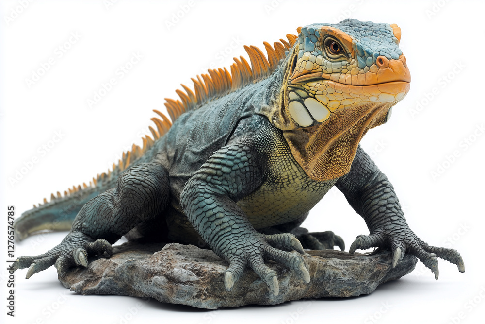 Iguana scale replica, animal setting, isolated on white Iguana scale replica, animal setting, isolated on white