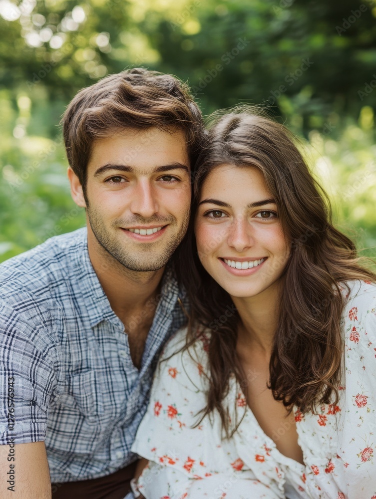 Cheerful young couple having a picnic in a lush green park, casual clothing, happy and carefree atmosphere, candid moment. Cheerful young couple having a picnic in a lush green park, casual clothing, happy and carefree atmosphere, candid moment.