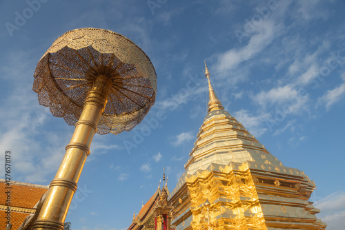 Phra That Doi Suthep Temple important religious traveling destination in Chiangmai province northern of thailand	 photo