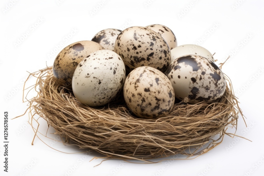 Quail eggs in a nest food white background celebration. Quail eggs in a nest food white background celebration.
