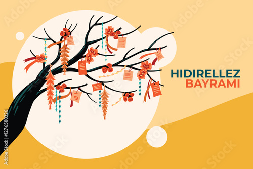 The herald of spring, happy Hidirellez Turkish background illustration