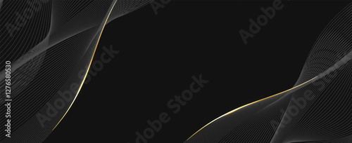 Abstract modern design black background with luxury golden elements vector illustration.