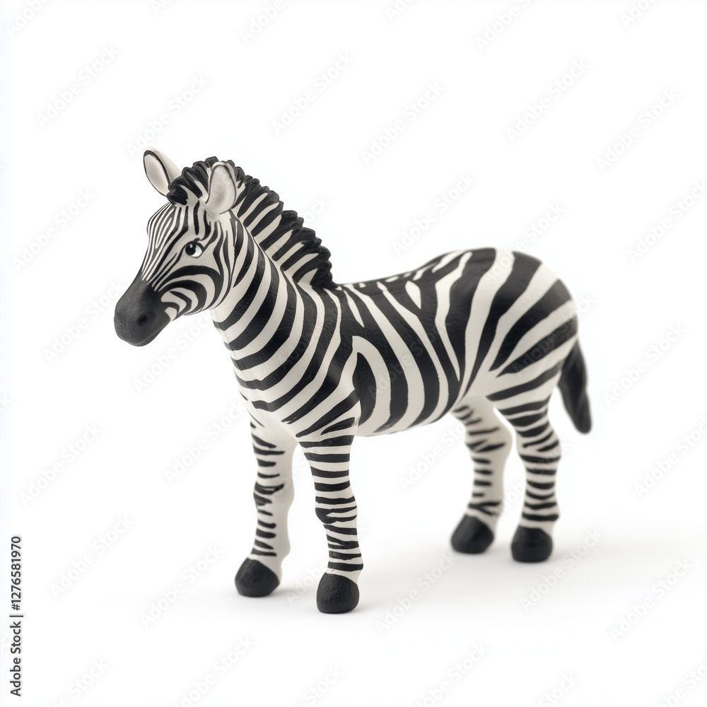 Isometric image of Zebra play object, animal photography, white background Isometric image of Zebra play object, animal photography, white background